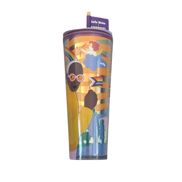 NEW Starbucks Sofie Birkin 2024 Yellow Summer Graphic Cold Cup Tumbler 24 oz. - Picture 2 of 3